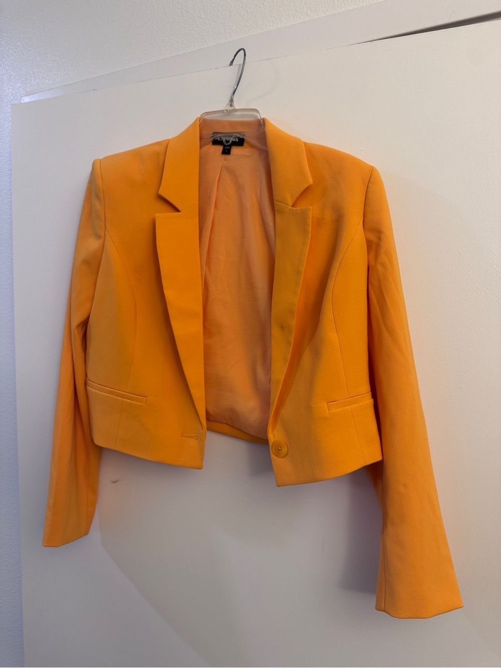 Express Bright Orange Cropped Blazer and Pants Set